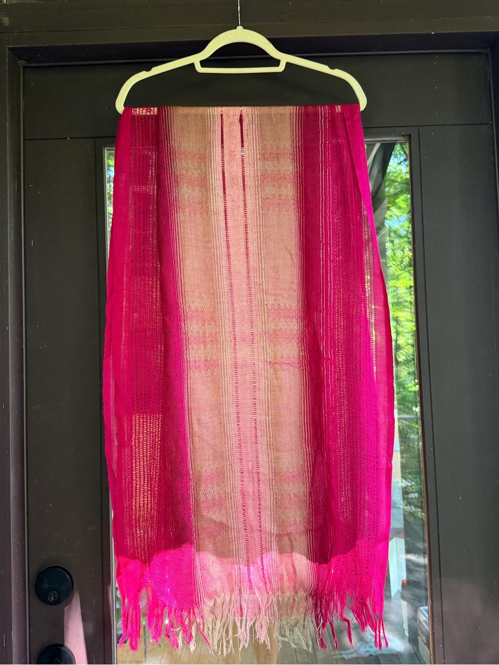 Magenta Lightweight Fringe Wrap Scarf